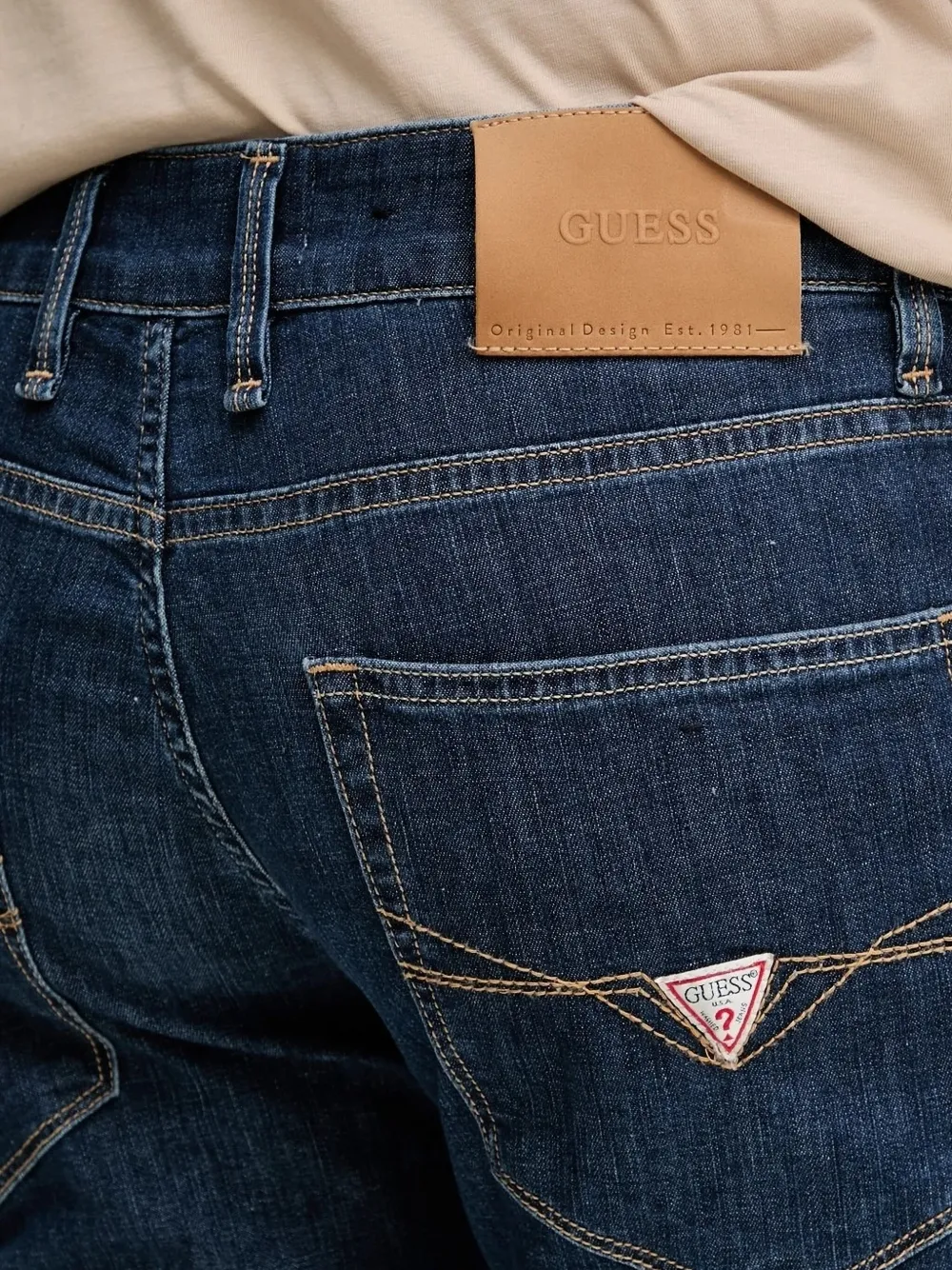 GUESS USA five-pocket logo-patch jeans Blauw