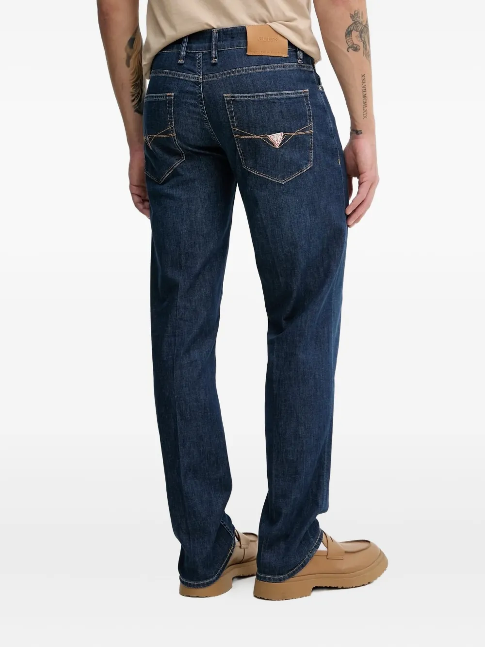 GUESS USA five-pocket logo-patch jeans - Blauw