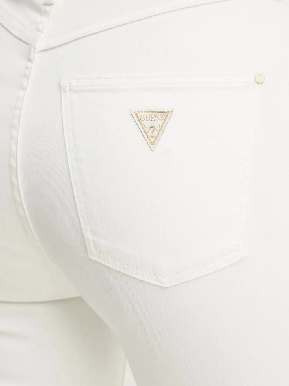 Guess Usa High-waisted Flared Jeans In White