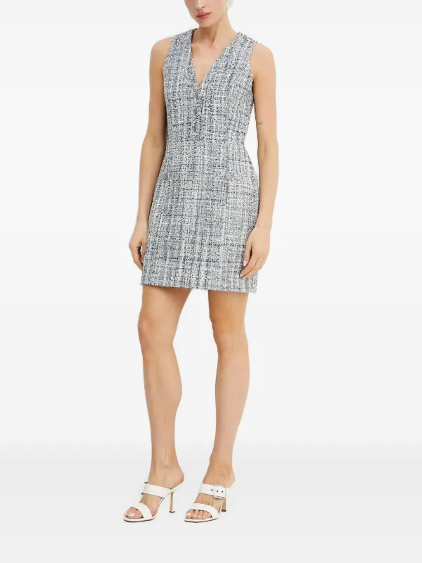 GUESS USA Sadie Tweed button-front Mini Dress | Grey | FARFETCH