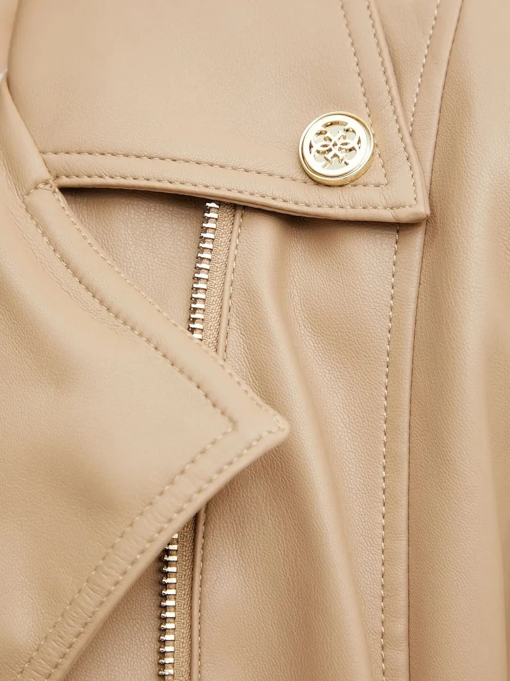 GUESS USA Leren bikerjack Beige