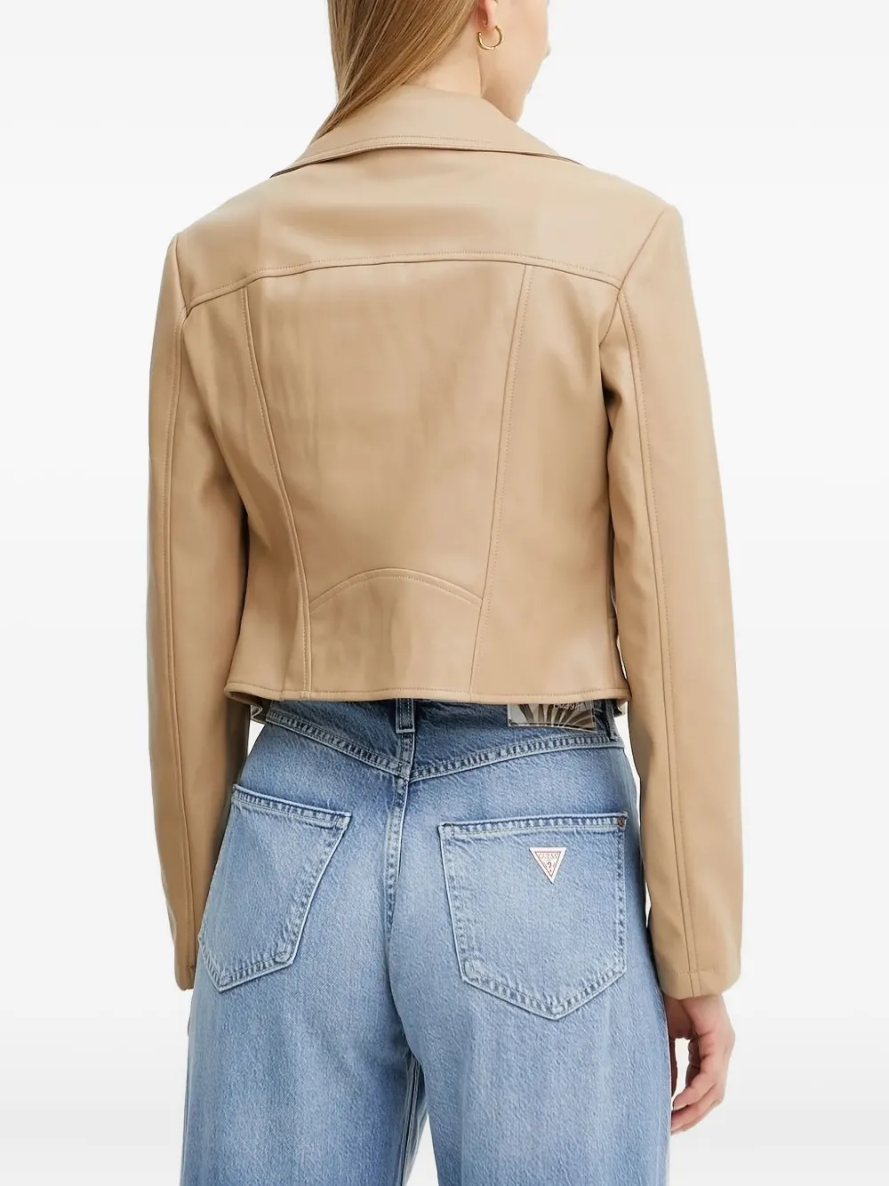 GUESS USA Leren bikerjack Beige