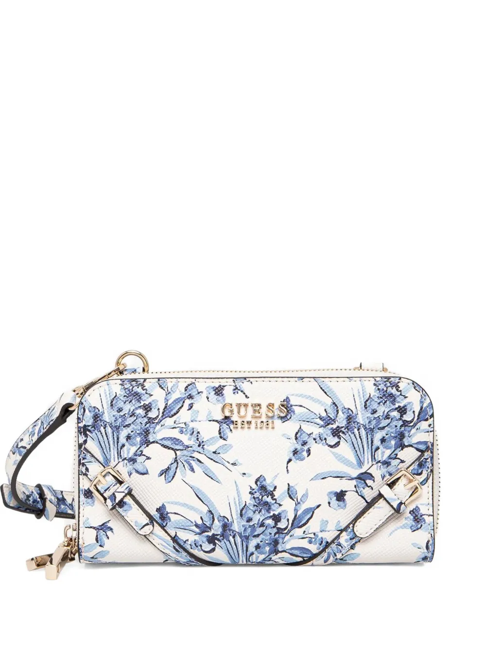 GUESS USA フローラル ショルダーバッグ - ブルー GUESS USA フローラル ショルダーバッグ - ブルー