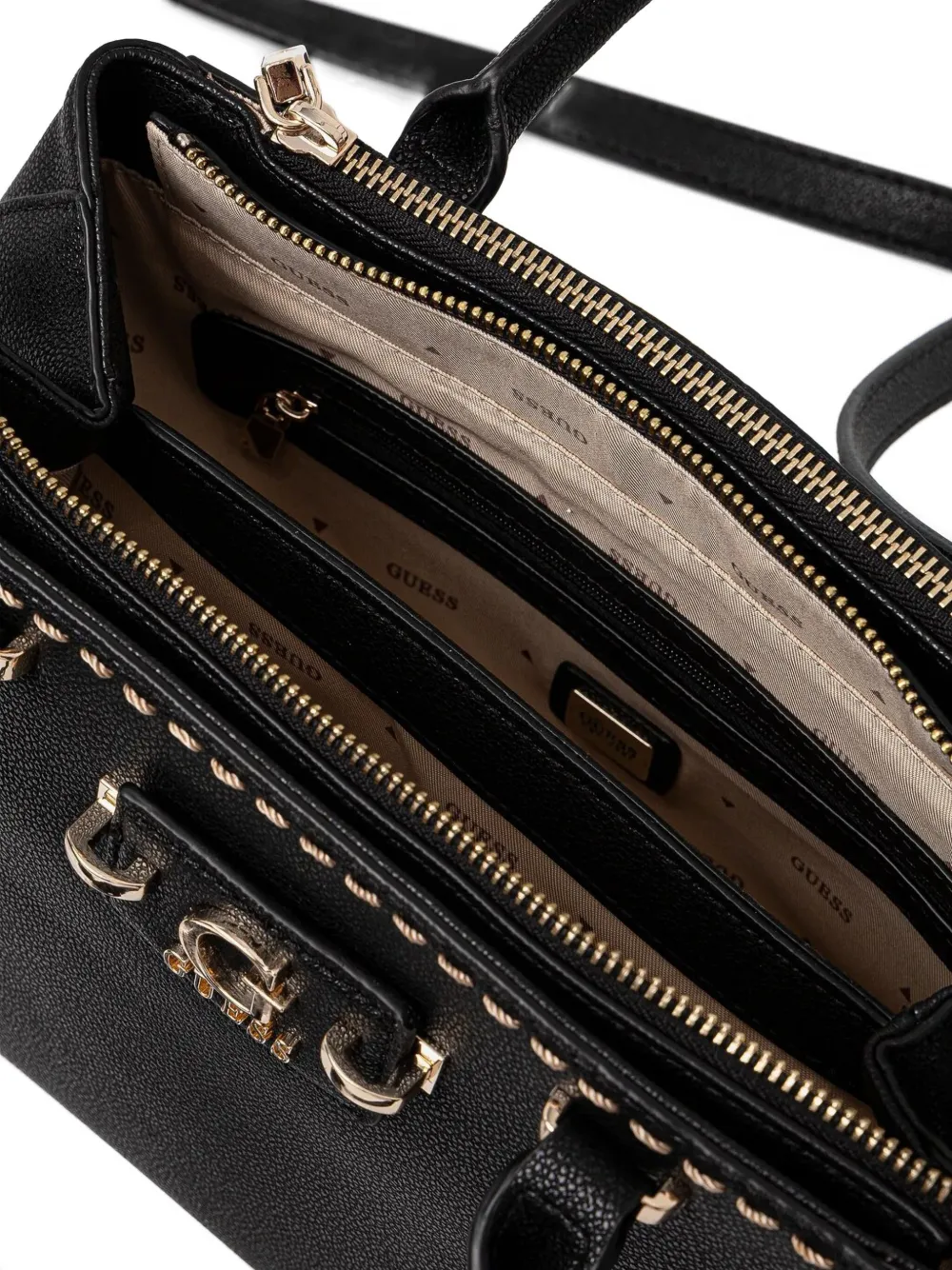 GUESS USA Leren handtas met stiksel Zwart