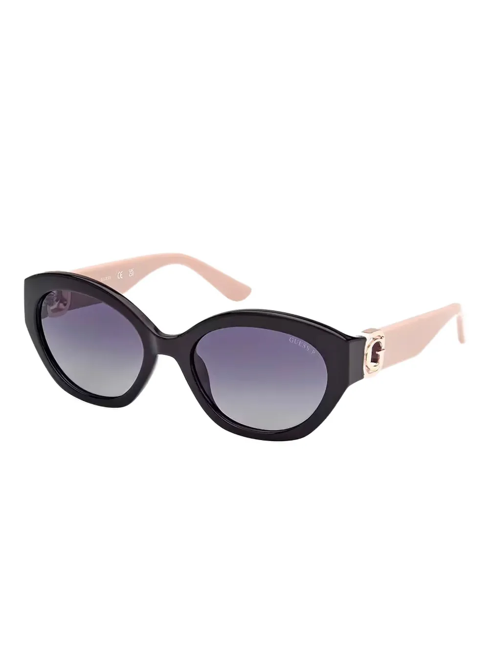 GUESS EYEWEAR Zonnebril met ovaal montuur en logo Zwart