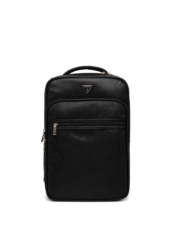 black leather guess backpack GUESS USA Norom Saffiano Leather Backpack | Black