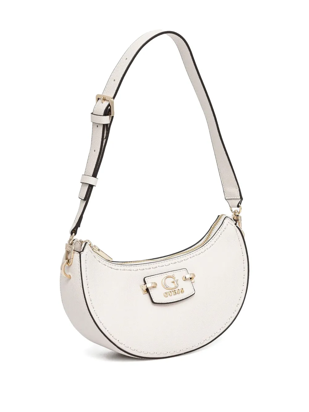 GUESS USA Halvemaanvormige schoudertas met structuur - Beige
