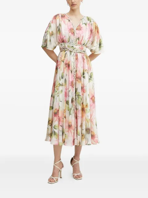 GUESS USA Lucie floral braided-waist midi dress