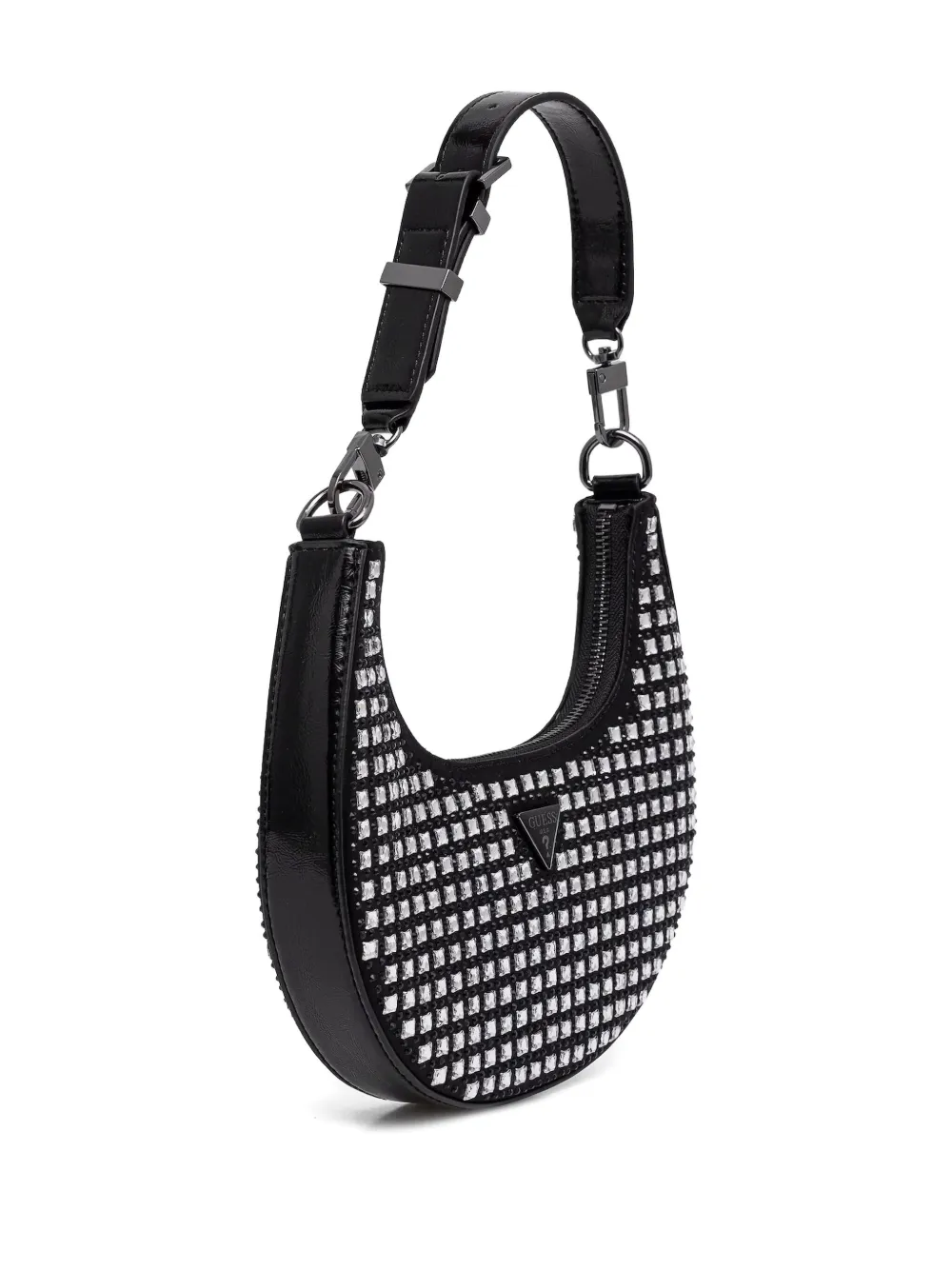 GUESS USA Halvemaanvormige schoudertas met studs Zwart