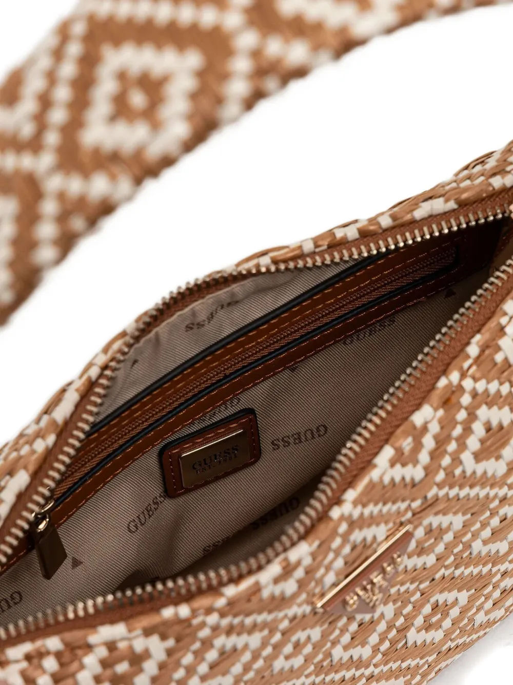 GUESS USA Geweven schoudertas Beige