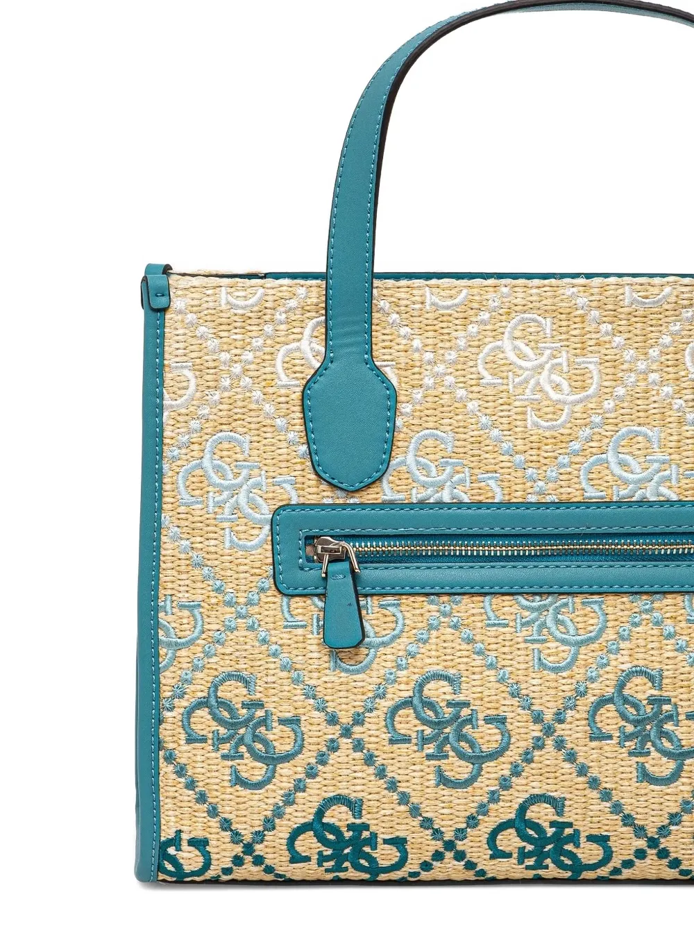 GUESS USA Silvana 4G shopper met geborduurd logo Beige