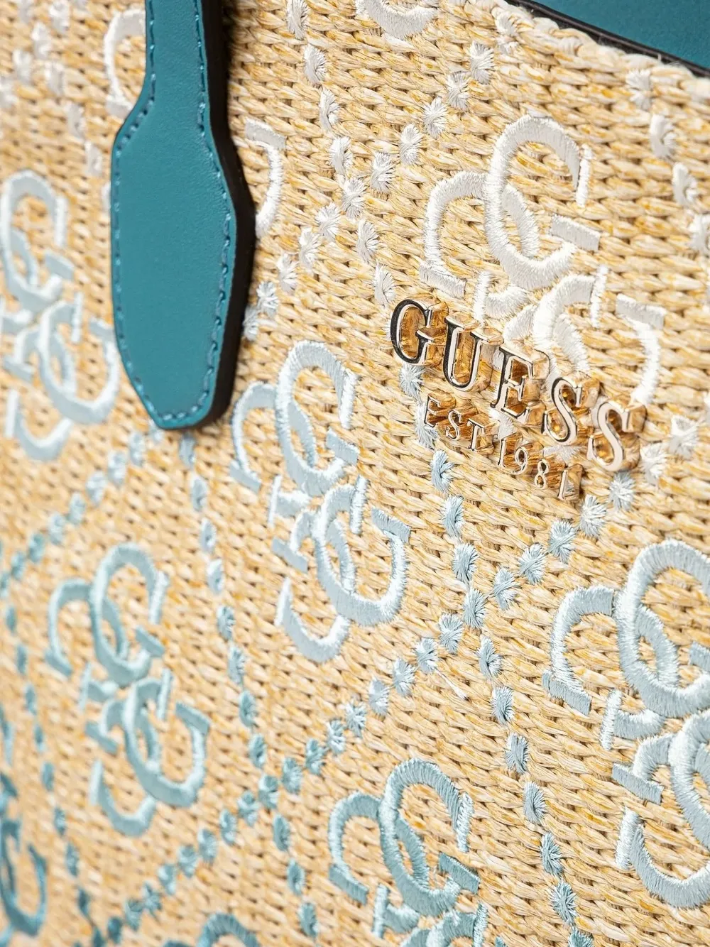 GUESS USA Silvana 4G shopper met geborduurd logo Beige