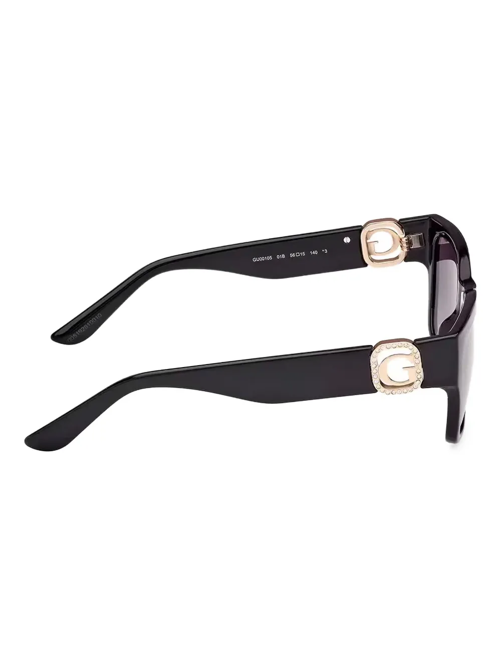 GUESS EYEWEAR Zonnebril met rechthoekig montuur en stras Zwart