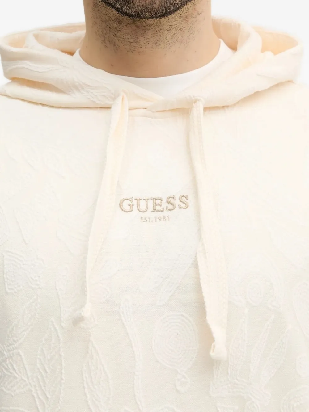 GUESS USA floral-embroidered hoodie Wit