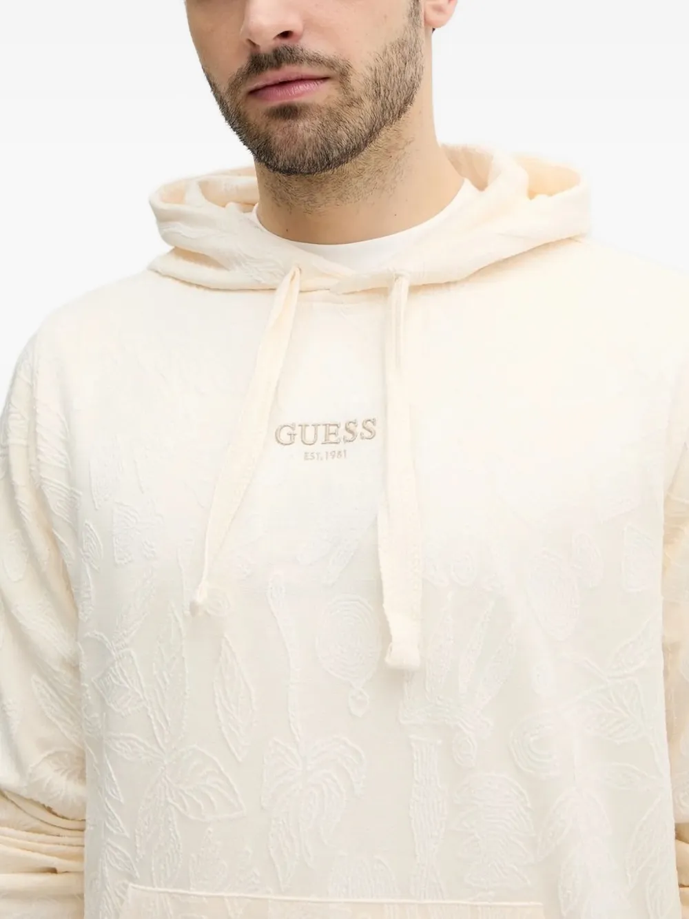 GUESS USA floral-embroidered hoodie Wit