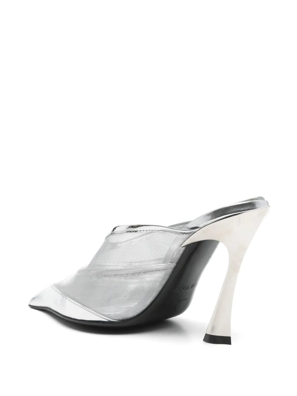 Mugler 95mm Fang mules Silver