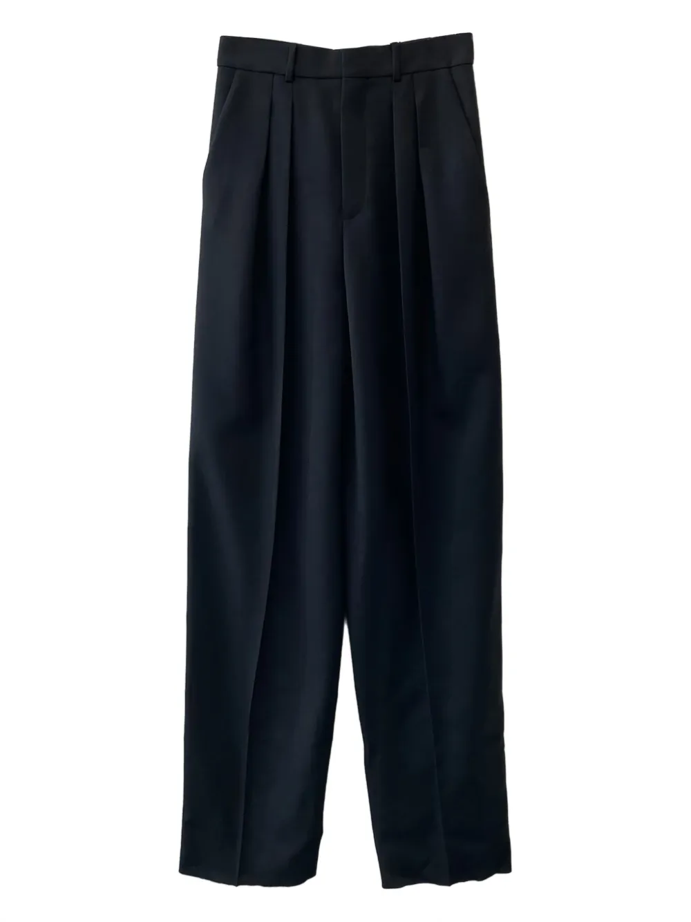 Saint Laurent Pleated Straight Trousers In Black