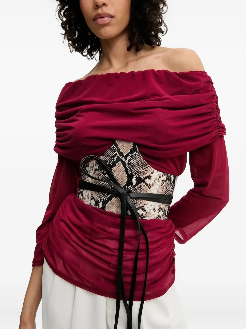 IRO snakeskin-print corset belt | Brown | Image 1