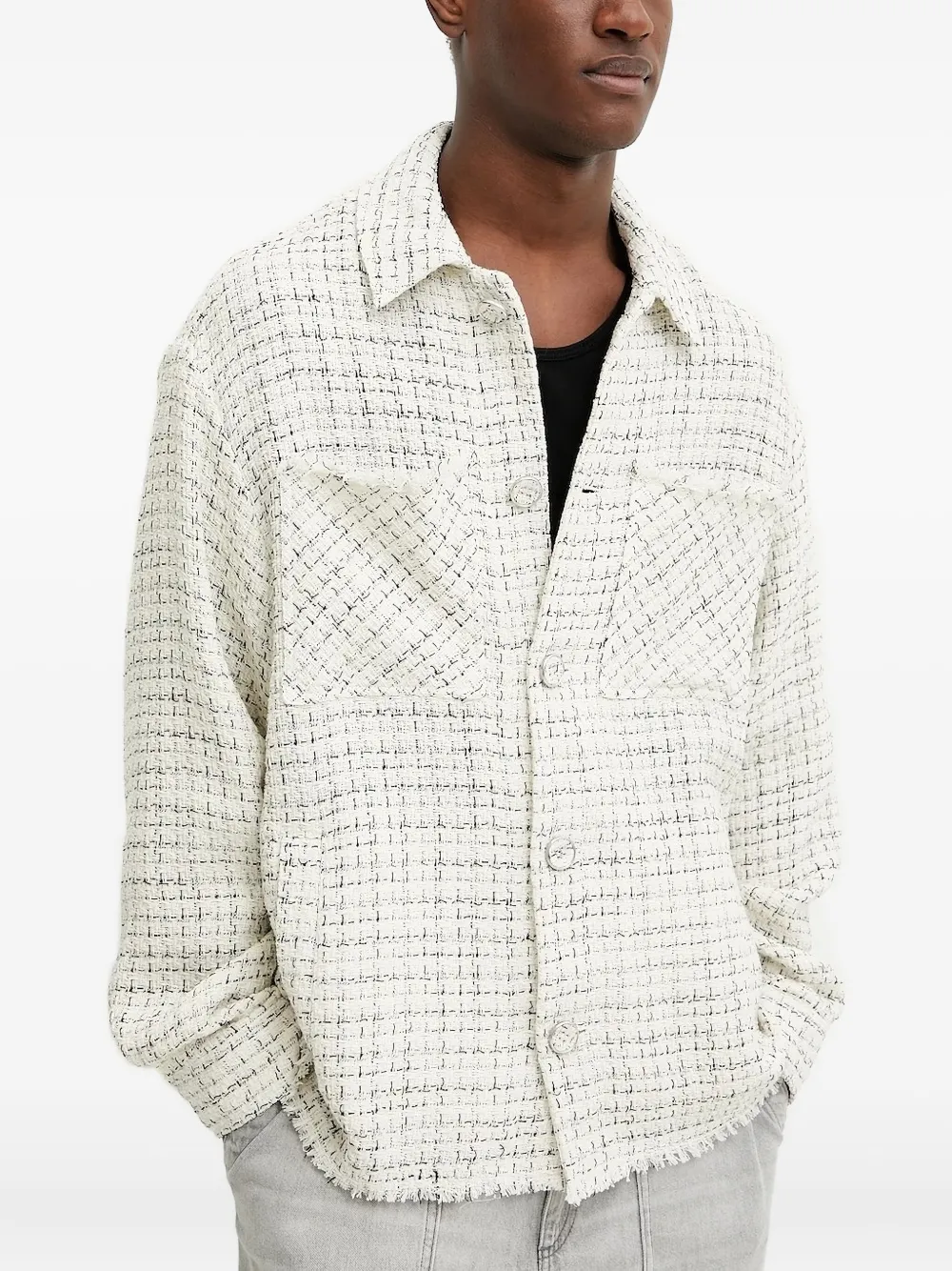 IRO tweed frayed-edge shirt jacket Beige