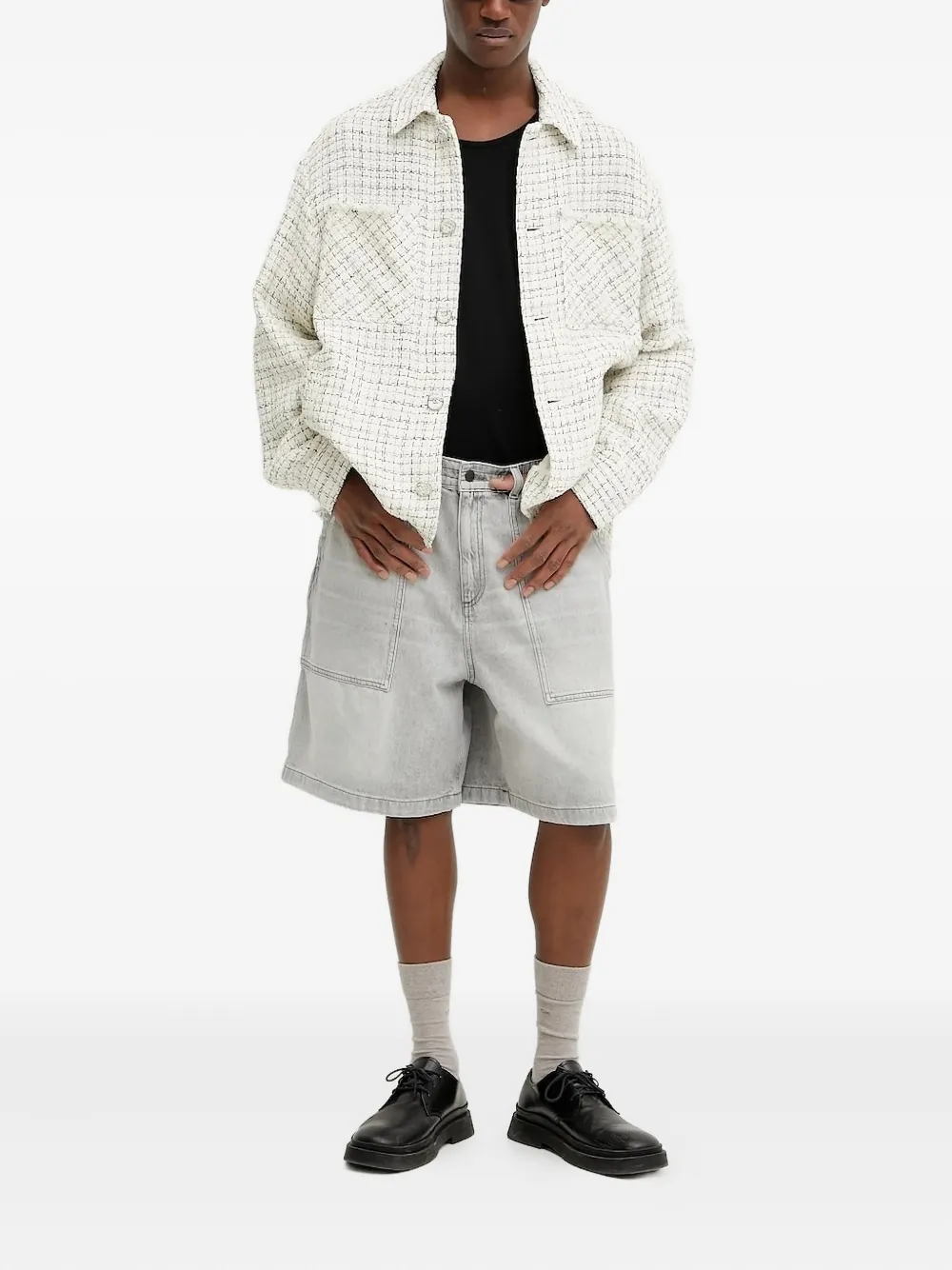 IRO tweed frayed-edge shirt jacket Beige
