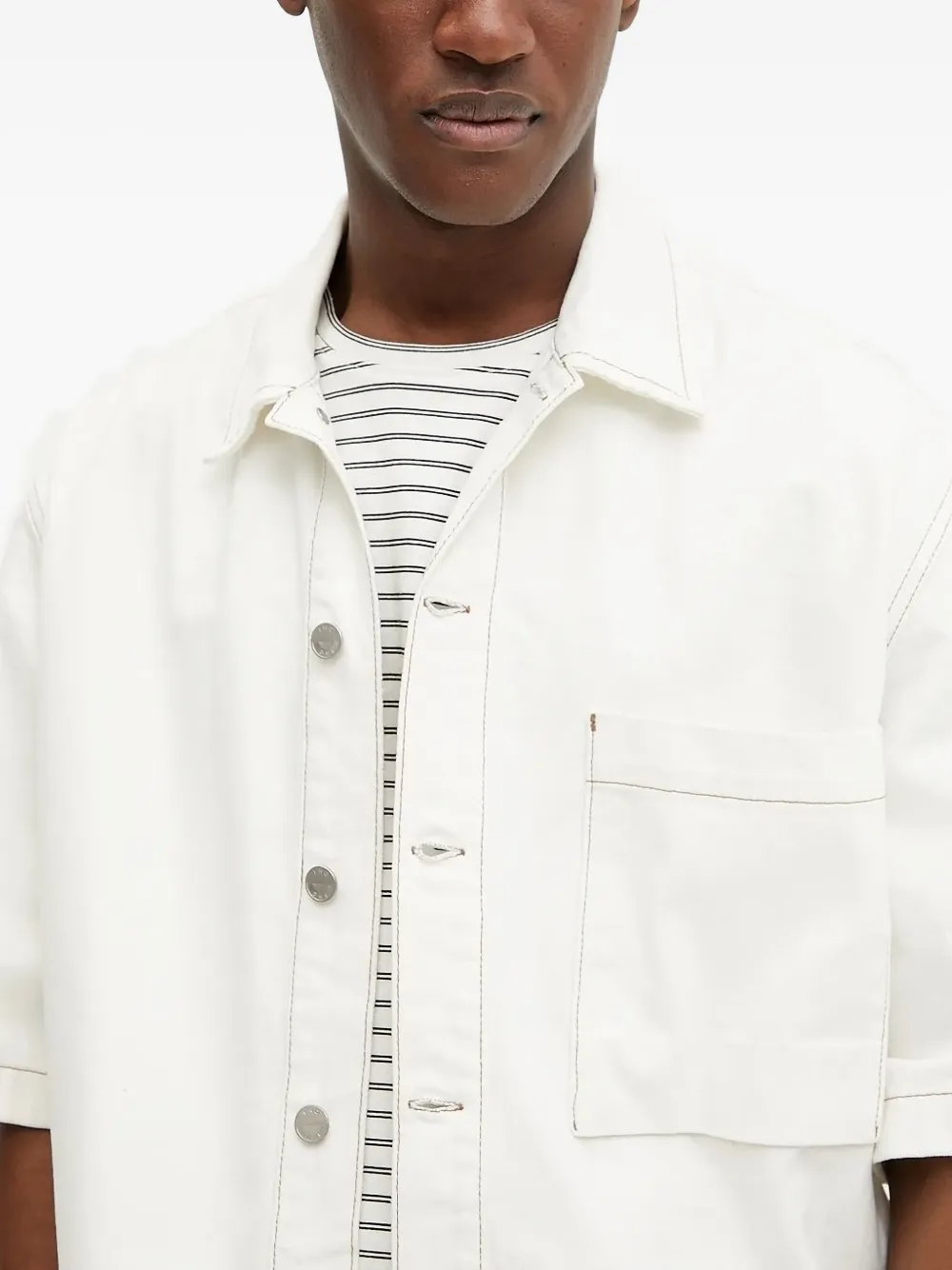 IRO Shirtjack met contrasterend stiksel en korte mouwen Wit