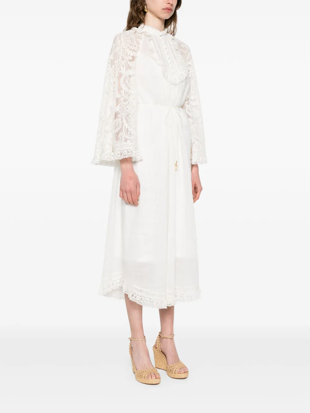 ZIMMERMANN Ascension midi-jurk Beige