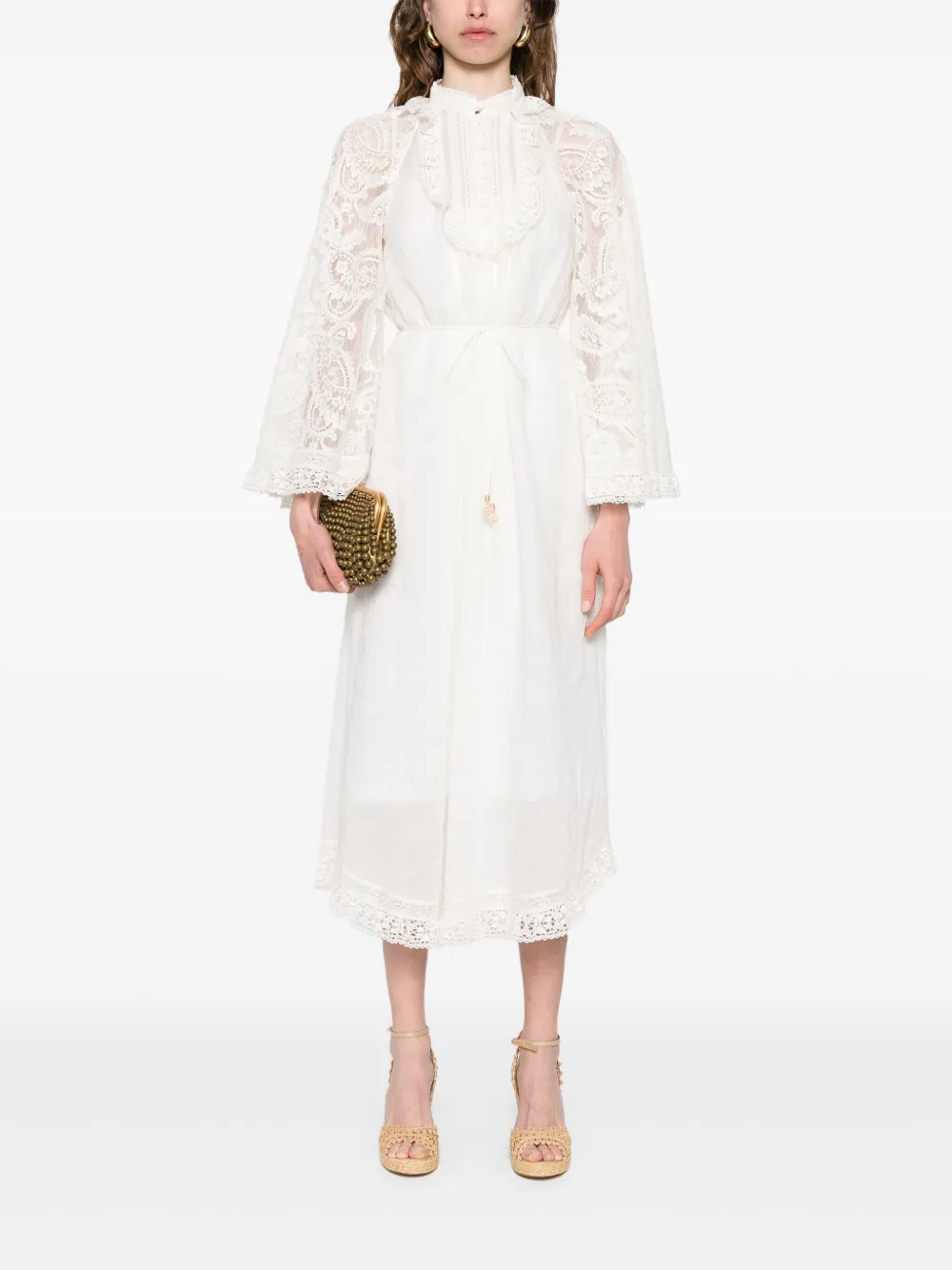 ZIMMERMANN Ascension midi-jurk - Beige