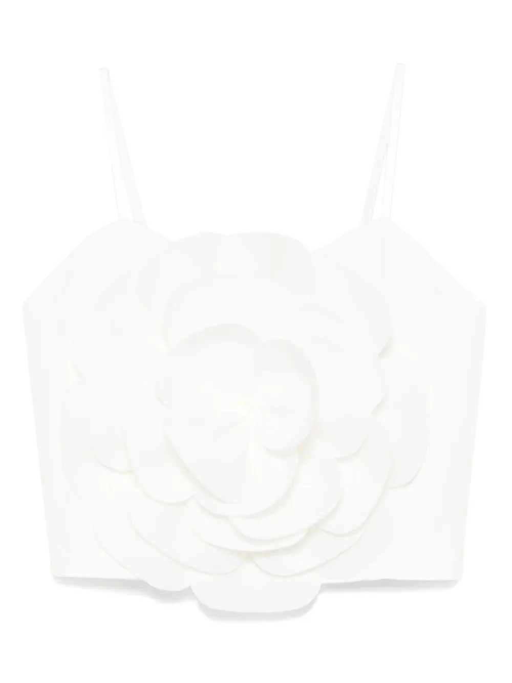 floral-appliqué crop top