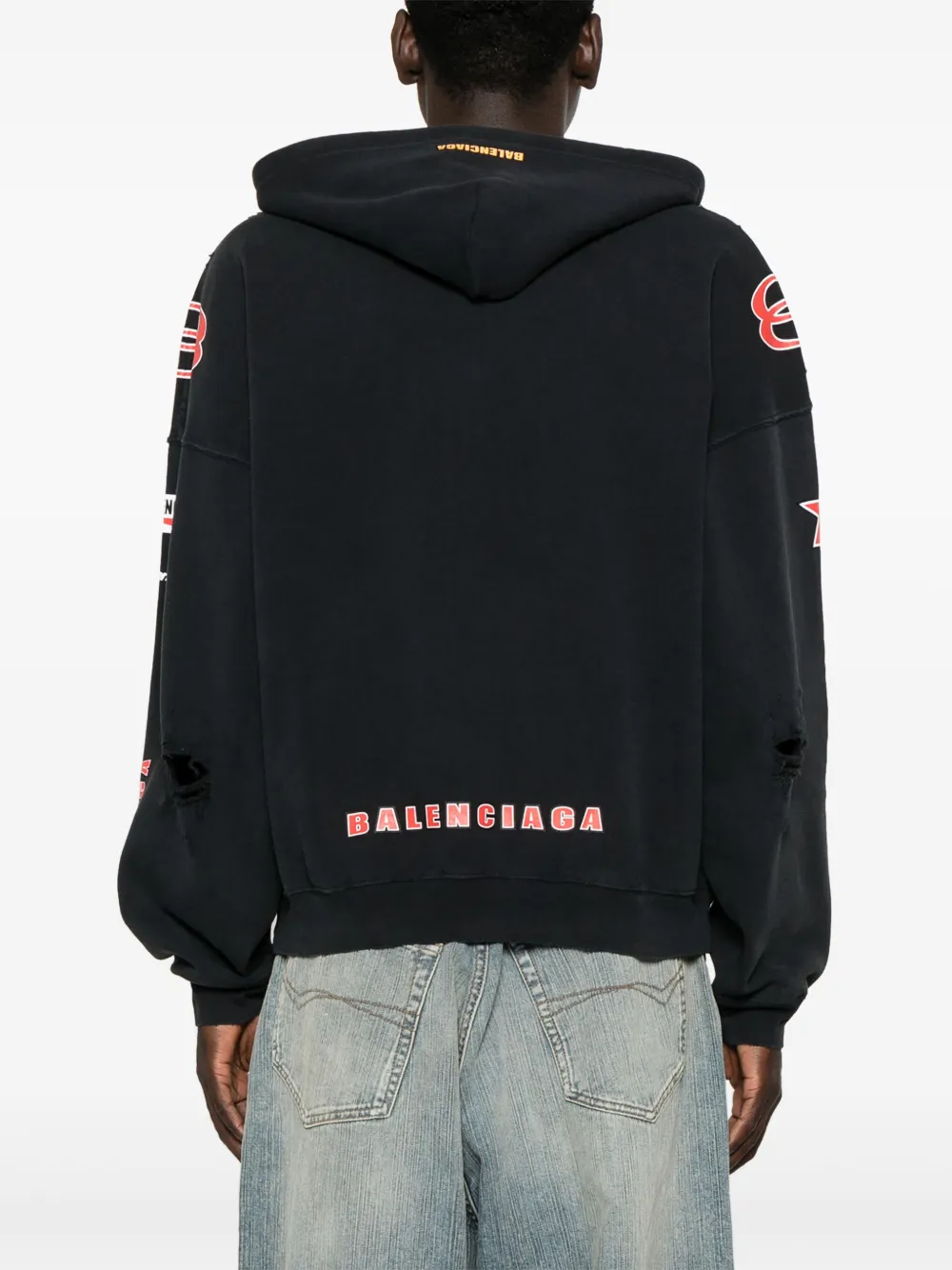 Balenciaga Hoodie met logo Blauw