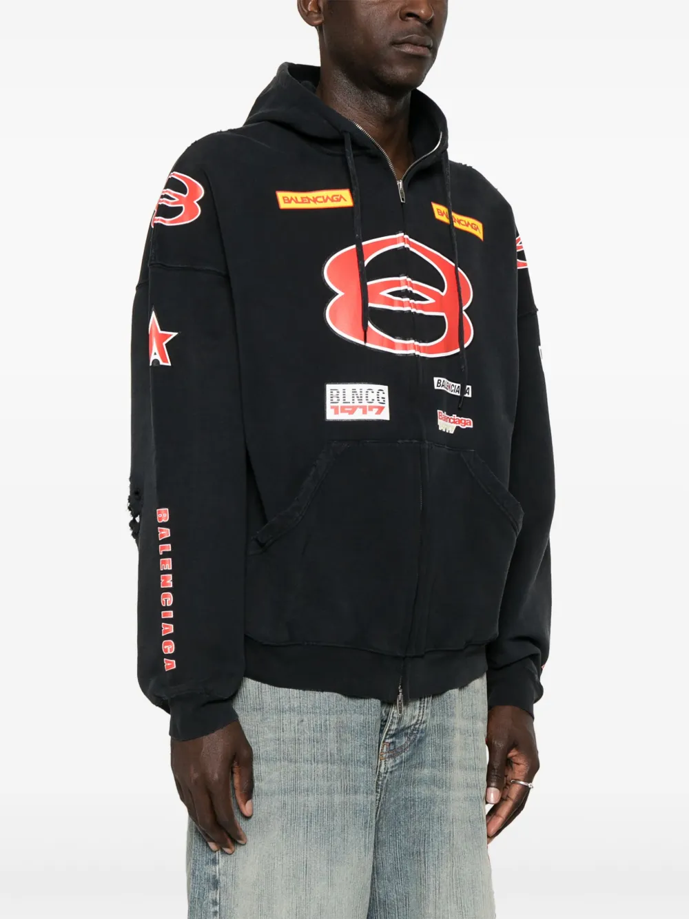 Balenciaga Hoodie met logo Blauw