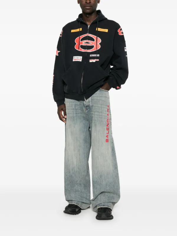 Balenciaga Sponsor Logos Hoodie | Blue | FARFETCH