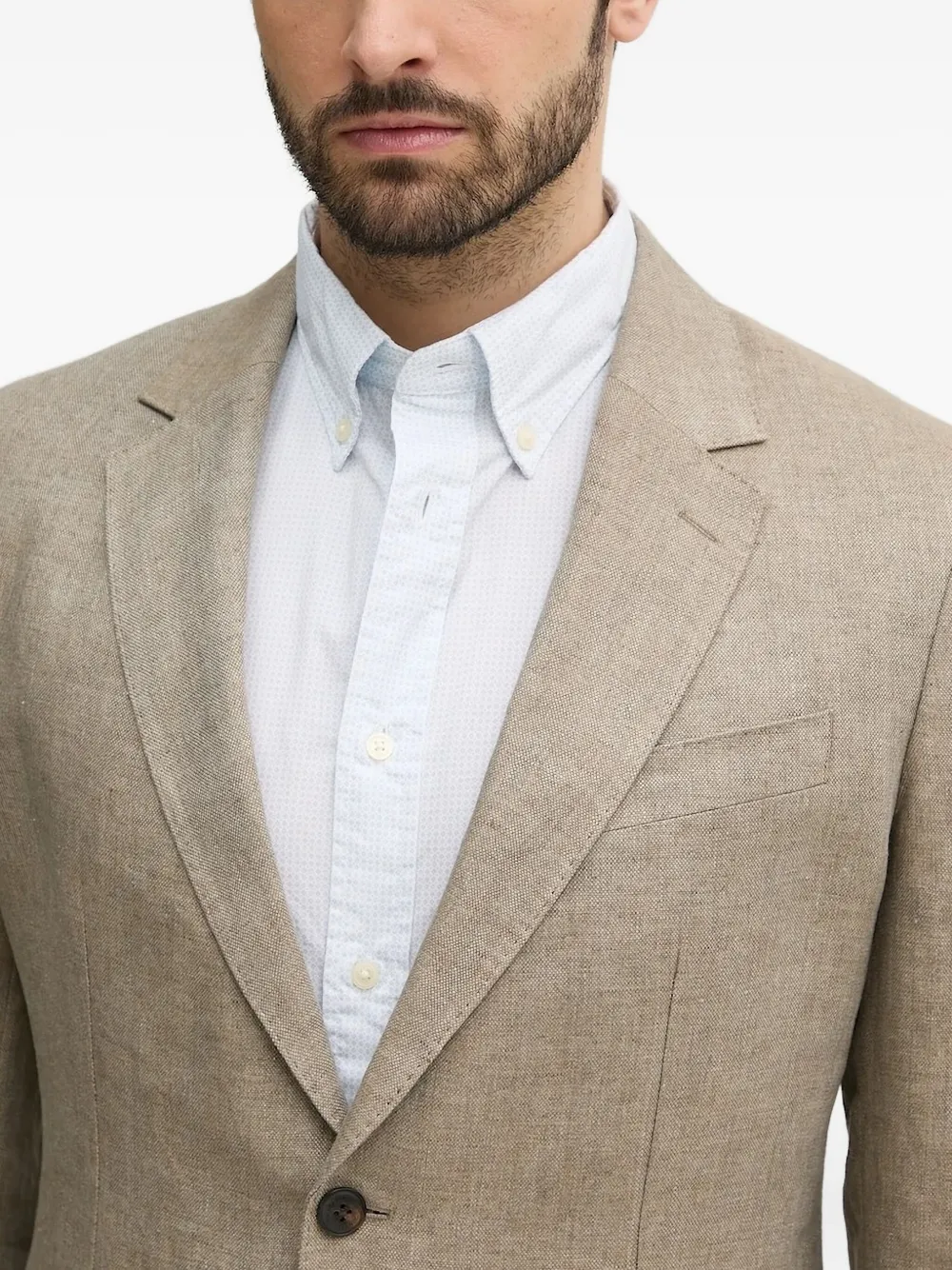 Hackett Linen Two-button Blazer In Neutral