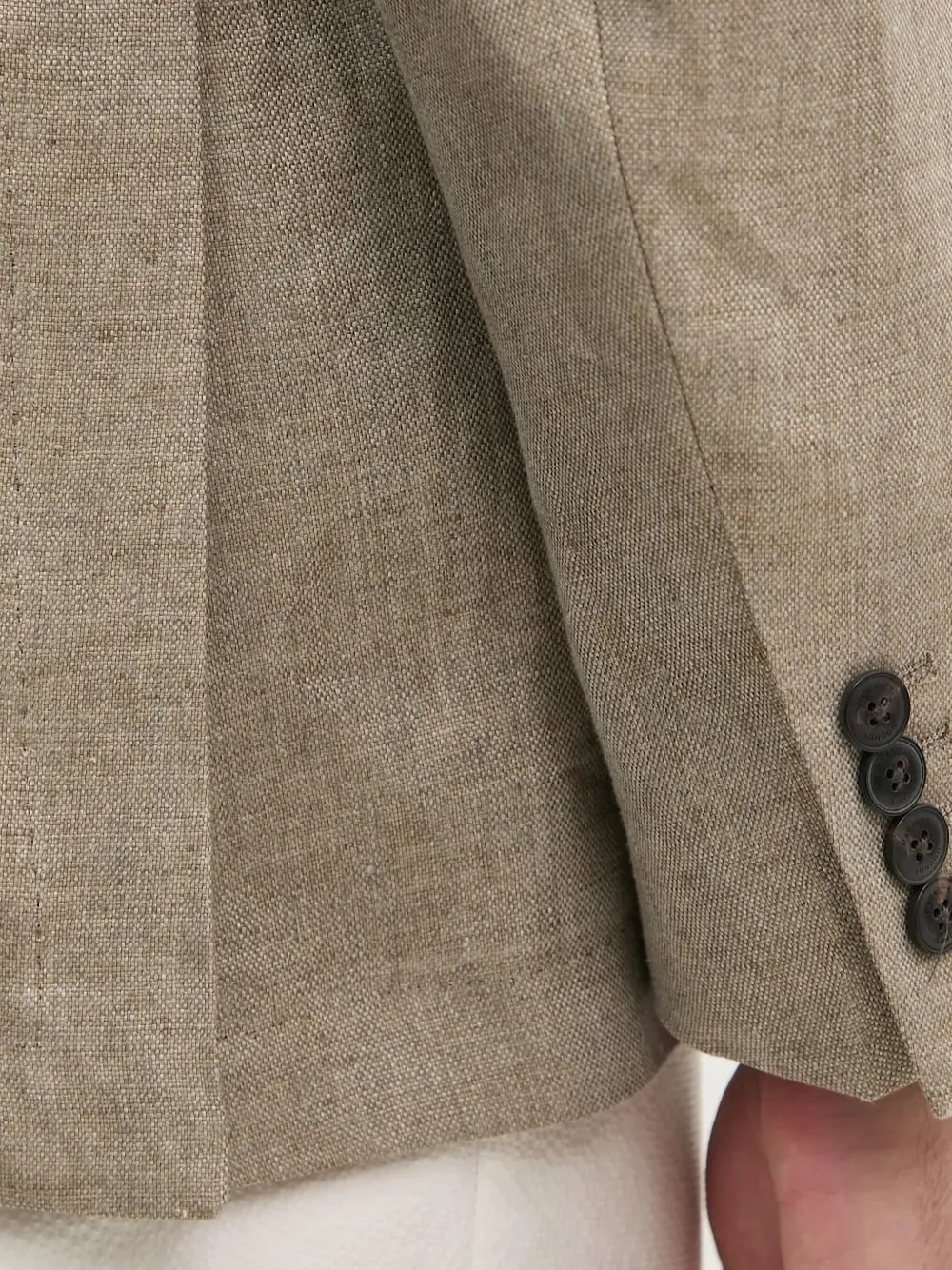 Hackett Linen Two-button Blazer In Neutral