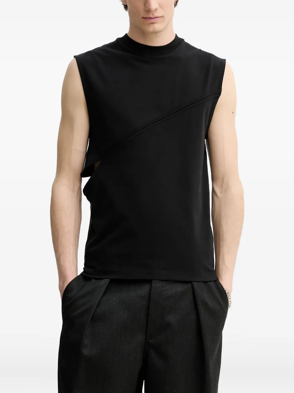 Heliot Emil Cut-out Seam Detail Vest In Black