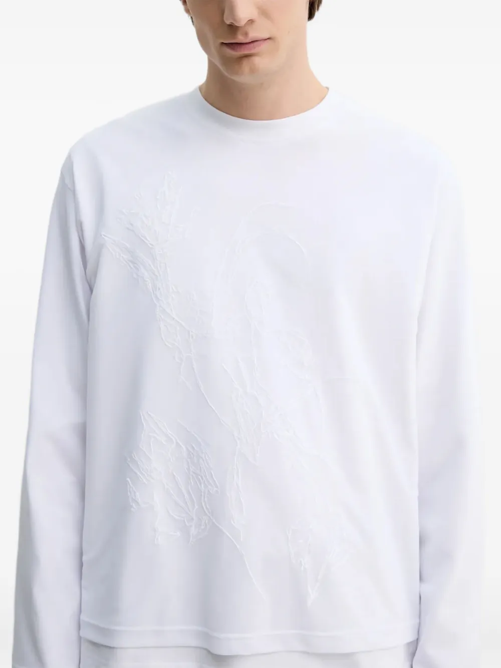 HELIOT EMIL T-shirt met bloemenprint en lange mouwen Wit