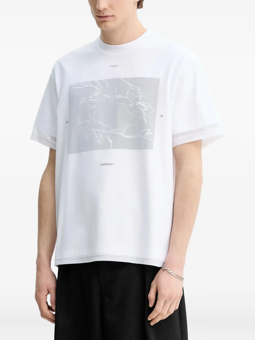 HELIOT EMIL Marl graphic-print layered T-shirt | White | Image 1