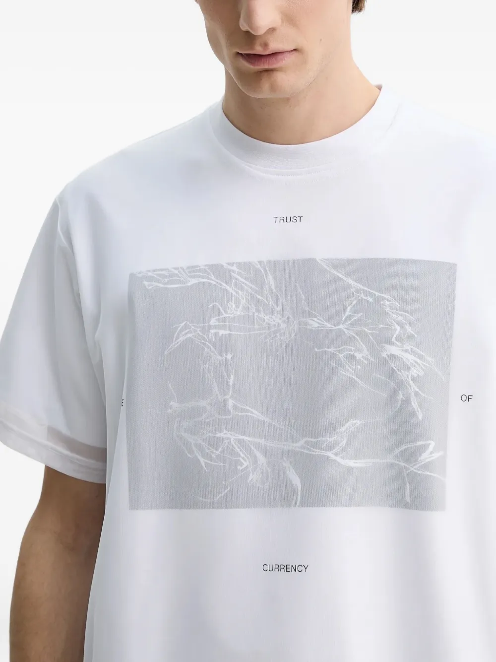 HELIOT EMIL Marl gelaagd T-shirt met grafische print Wit