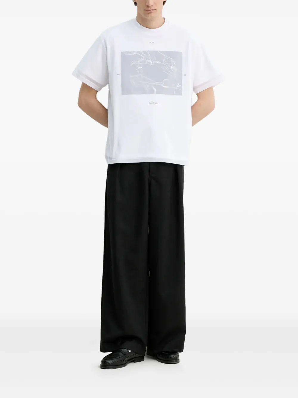 HELIOT EMIL Marl gelaagd T-shirt met grafische print - Wit