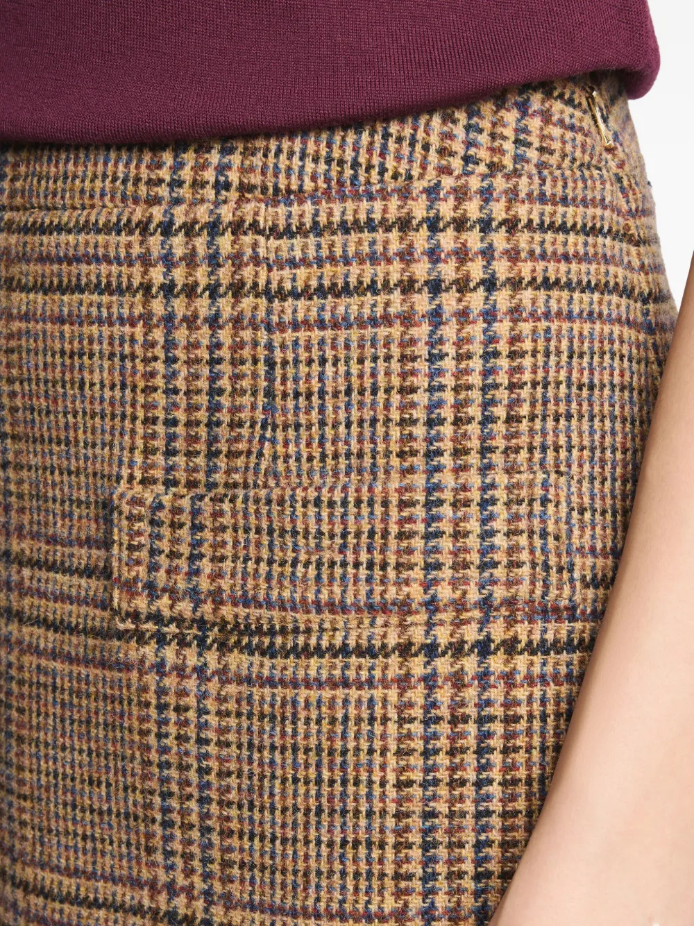 Fay Geruite high-waist rok Bruin