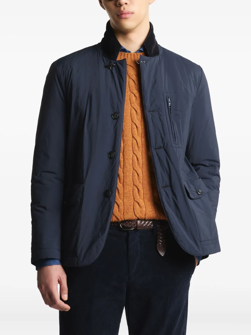 Fay Button-up jack Blauw