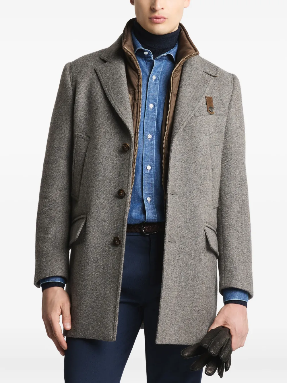 Fay Layered Coat In Gray