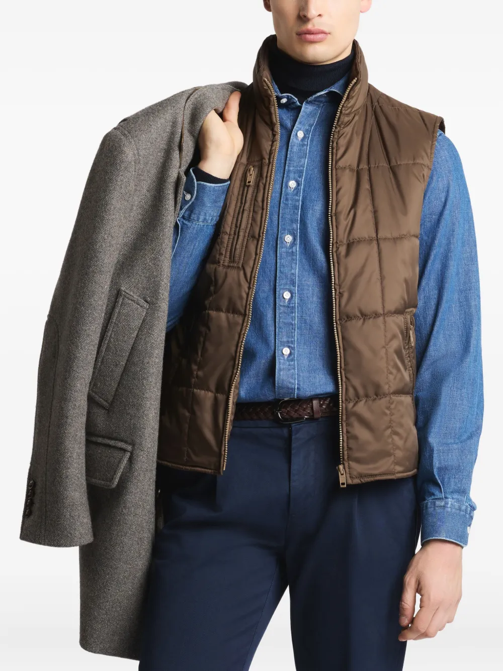 Fay Layered Coat In Gray