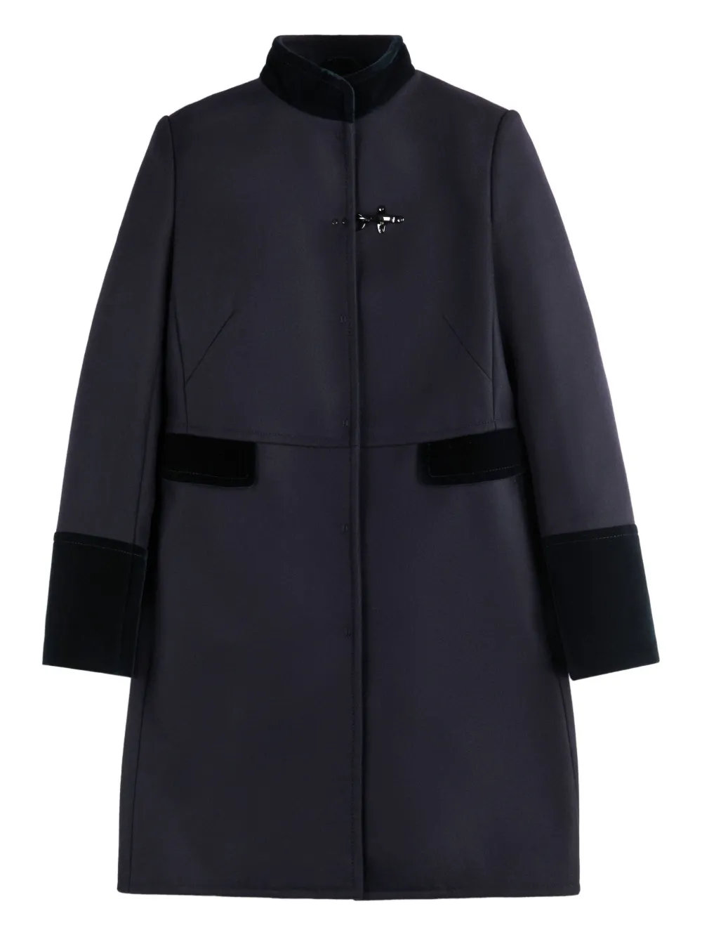 Fay velvet-trimmed coat Blauw