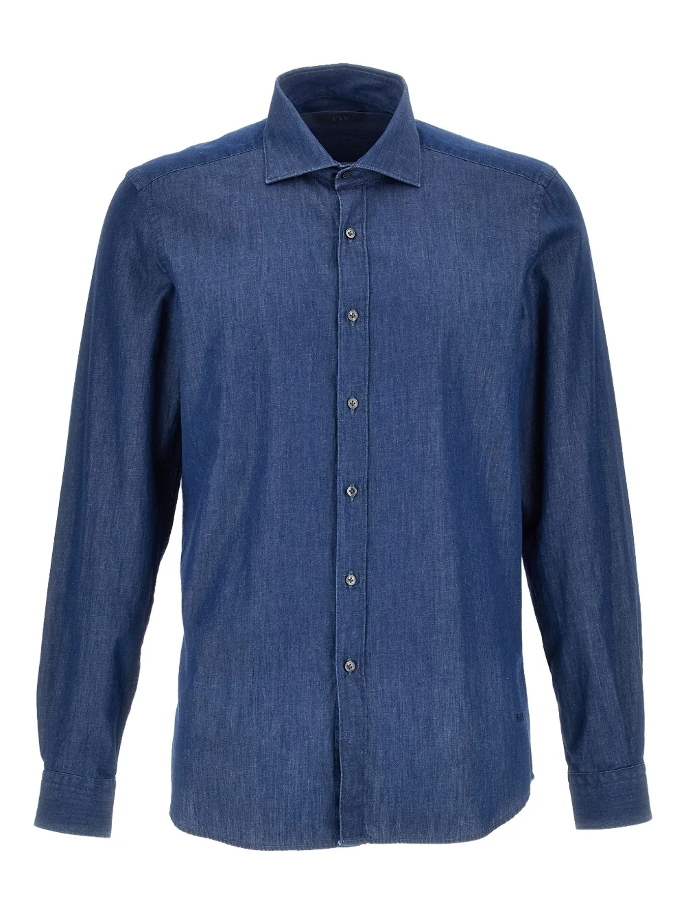 Fay Button-up overhemd met denim-effect Blauw