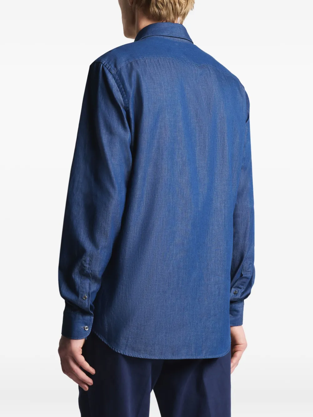 Fay Button-up overhemd met denim-effect Blauw
