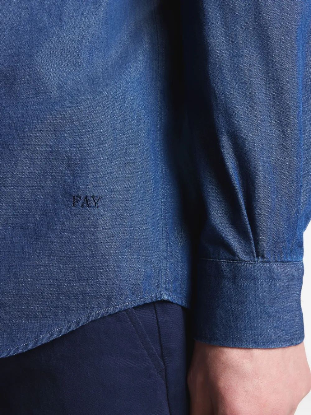 Fay Button-up overhemd met denim-effect Blauw