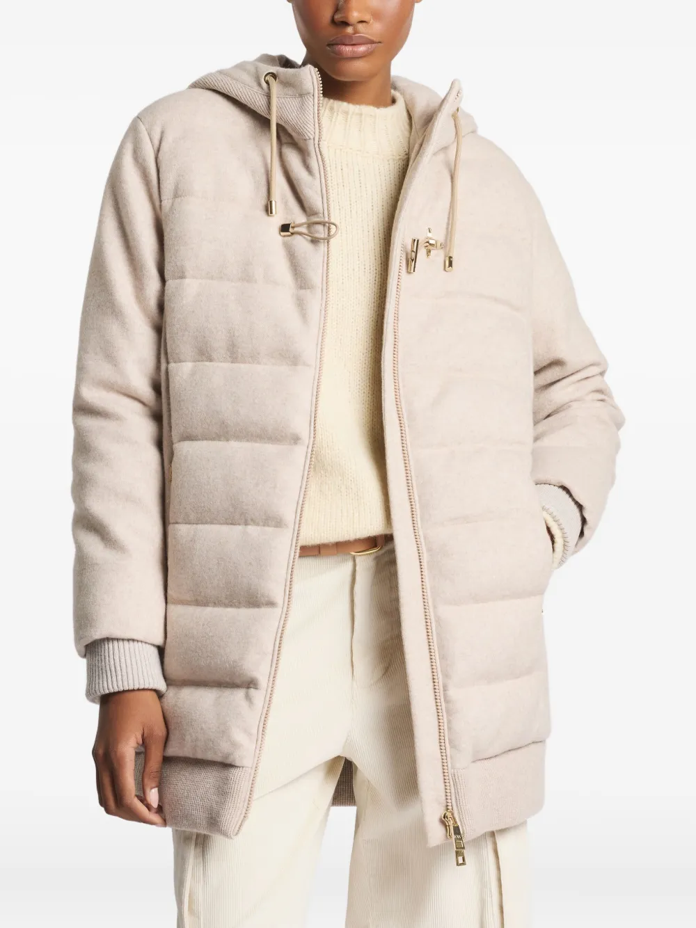 Fay Gewatteerd jack met capuchon Beige