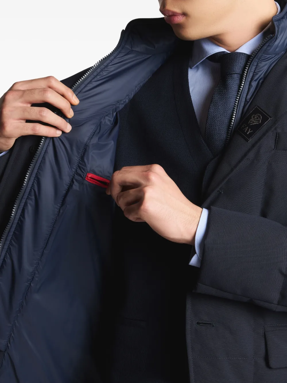 Fay Padded Button-up Jacket In Blue