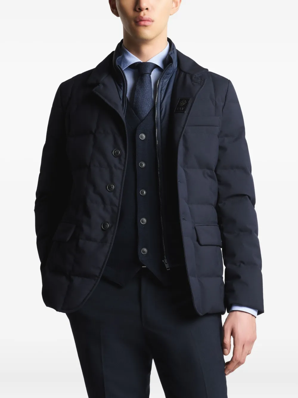 Fay Padded Button-up Jacket In Blue