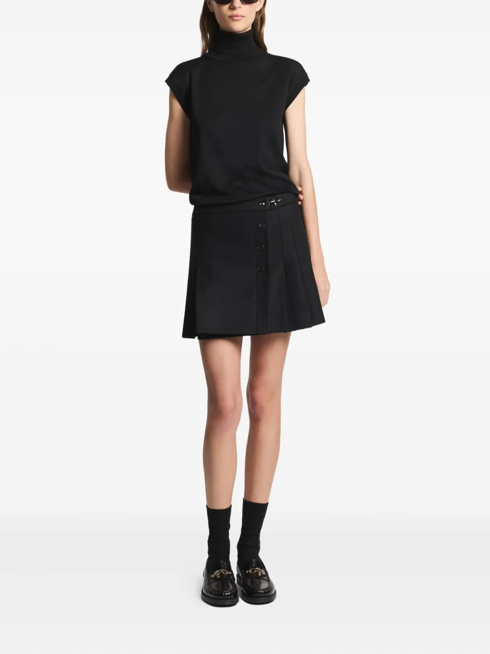 Fay pleated hook-fastening mini skirt - Zwart